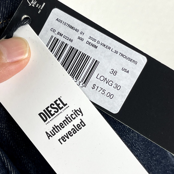 Diesel Stretch Straight Jeans Mens 38x30 Button Fly Dark Wash 2020 D-Viker NWT - Picture 13 of 16